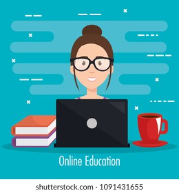 student using laptop electronic education