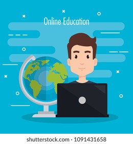 student using laptop electronic education