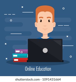 student using laptop electronic education