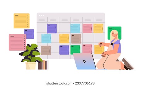 student using laptop to take digital notes scheduling stydy time online education e-learning concept