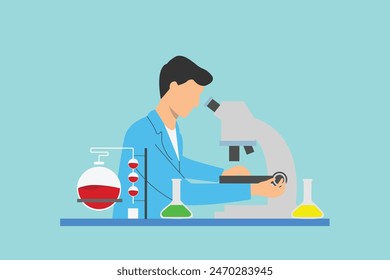 A student is using a microscope in a laboratory