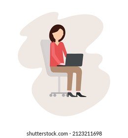 a student using social media in studying. a professional worker in front of computer. Flat vector design illustration