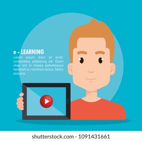 student using tablet electronic education