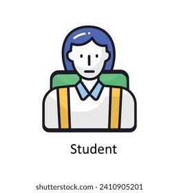 Student vector filled outline doodle Design illustration. Symbol on White background EPS 10 File