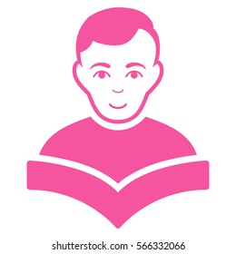 Student vector icon. Flat pink symbol. Pictogram is isolated on a white background. Designed for web and software interfaces.