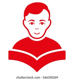 Student vector icon. Flat red symbol. Pictogram is isolated on a white background. Designed for web and software interfaces.