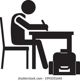 Student vector icon illustration black and white