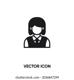 Student vector icon. Modern, simple flat vector illustration for website or mobile app.Girl student symbol, logo illustration. Pixel perfect vector graphics	