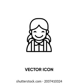 Student vector icon. Modern, simple flat vector illustration for website or mobile app.Girl student or school student symbol, logo illustration. Pixel perfect vector graphics