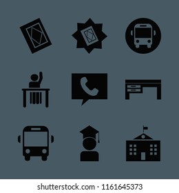 student vector icons set. with desk, holy quran, university campus and graduaded student in set
