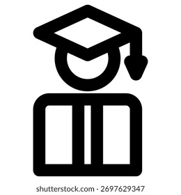Ícone de linha de vetor do estudante negrito