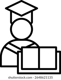 Design de ícone de linha de vetor do estudante