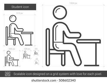 Student vector line icon isolated on white background. Student line icon for infographic, website or app. Scalable icon designed on a grid system.