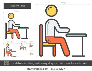 Student vector line icon isolated on white background. Student line icon for infographic, website or app. Scalable icon designed on a grid system.