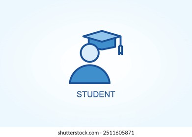 Ilustração de símbolo de símbolo de logotipo ou vetor para estudantes