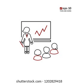 Student - vector thin line icon on white background. Symbol for web, infographics, print design and mobile UX/UI kit. Vector illustration, EPS10.