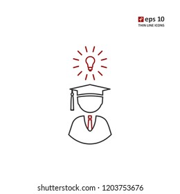 Student - vector thin line icon on white background. Symbol for web, infographics, print design and mobile UX/UI kit. Vector illustration, EPS10.