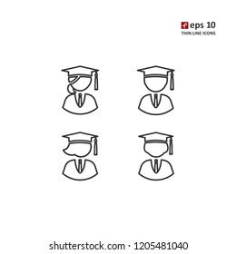 Student - vector thin line icon on white background. Symbol for web, infographics, print design and mobile UX/UI kit. Vector illustration, EPS10.