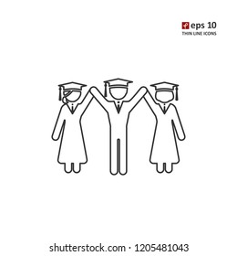 Student - vector thin line icon on white background. Symbol for web, infographics, print design and mobile UX/UI kit. Vector illustration, EPS10.