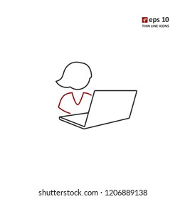 Student - vector thin line icon on white background. Symbol for web, infographics, print design and mobile UX/UI kit. Vector illustration, EPS10.