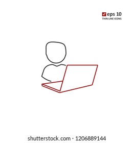 Student - vector thin line icon on white background. Symbol for web, infographics, print design and mobile UX/UI kit. Vector illustration, EPS10.