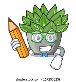 Student view of green echeveria cactus cartoon