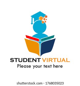 Student virtual logo template illustration. this is online learning. suitable for education