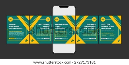 Student Visa Application Study Abroad Social Media Carousel Design Template