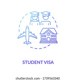 Student visa concept icon. Foreign country legal migration. University students exchange program idea thin line illustration. Vector isolated outline RGB color drawing