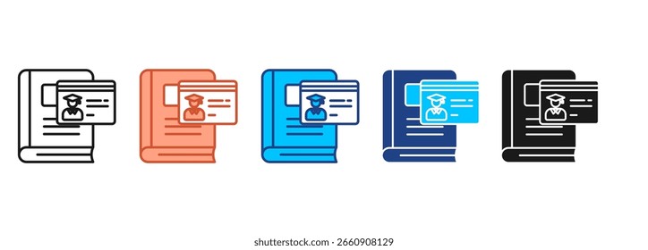 Ícone do visto do estudante definir coleção de vários estilos