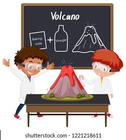 Student Volcano Science Experiment  Illustration