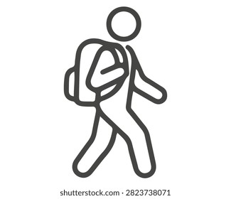 Student walking icon with backpack for school backpack education learning pictogram schooling classroom youthful activity movement