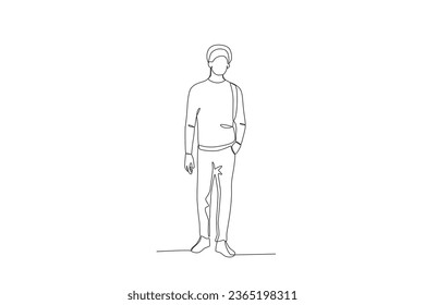 A student walks leisurely into school. International students day one-line drawing