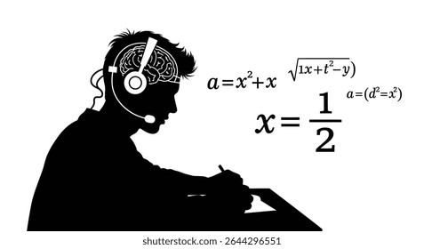 Student Wearing Brain-Interface Headset: Solving Equations with Neurotech