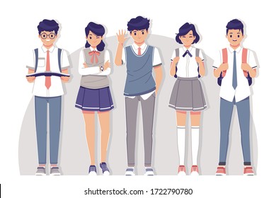 student wearing uniform character collection