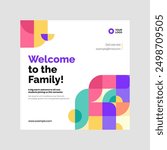 Student welcome poster template, ideal for educational institutions featuring a mosaic pattern