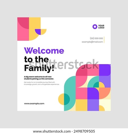 Student welcome poster template, ideal for educational institutions featuring a mosaic pattern