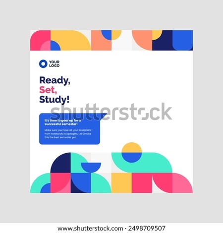 Student welcome poster template, ideal for educational institutions featuring a mosaic pattern