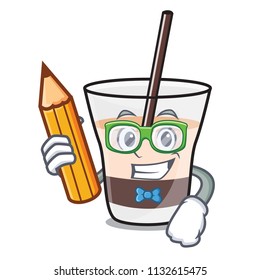 Student white russian character cartoon