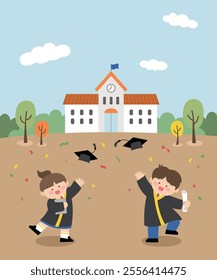 a student who is happy to throw a hat on his graduation day