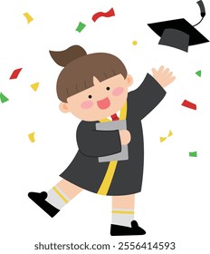 a student who is happy to throw a hat on his graduation day