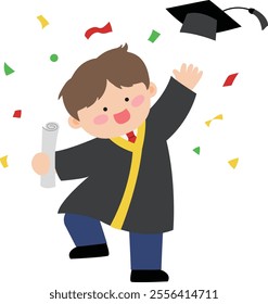 a student who is happy to throw a hat on his graduation day