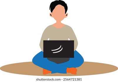 a student who is studying using a laptop
