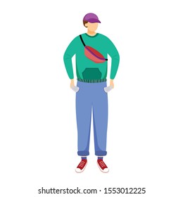 Student Without Pocket Money Flat Vector Illustration. Young Person Doesn’t Have Cash. Poor Youth. Broke Man. Unemployed Youth Issues Isolated Cartoon Character On White Background