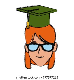 Student woman with graduation hat