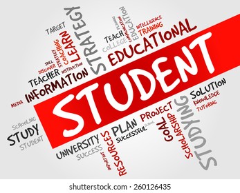 STUDENT word cloud, education concept
