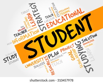 STUDENT word cloud, education concept