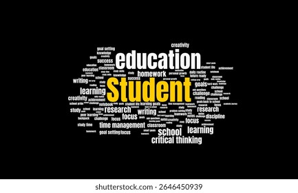 Student Word Cloud with Keywords About Studying, School Life, Learning, and Academic Growth