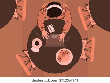 Student working from a coffee shop
