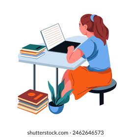 Estudiante trabajando en el escritorio de la computadora